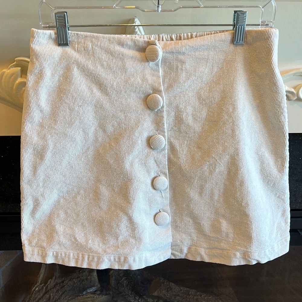 Corduroy Skirt Off White Boutique B Original Elastic Back Waist Comfy A Line